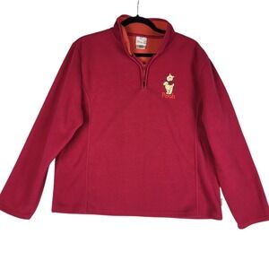 Disney Store‎ Winnie The Pooh Quarter Zip Fleece Shirt Women's Large Pink Orange